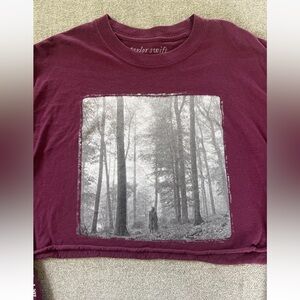 Taylor Swift In The Trees Folklore Soundtrack Crop Shirt, Maroon, Size Large